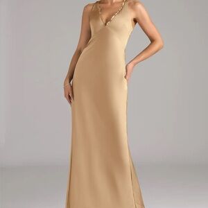 Azazie Tianna Champagne Size A0